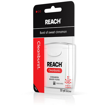 Reach Cleanburst Waxed Dental Floss, Oral Care, Cinnamon Flavored, 55 Yards (Pack of 6)