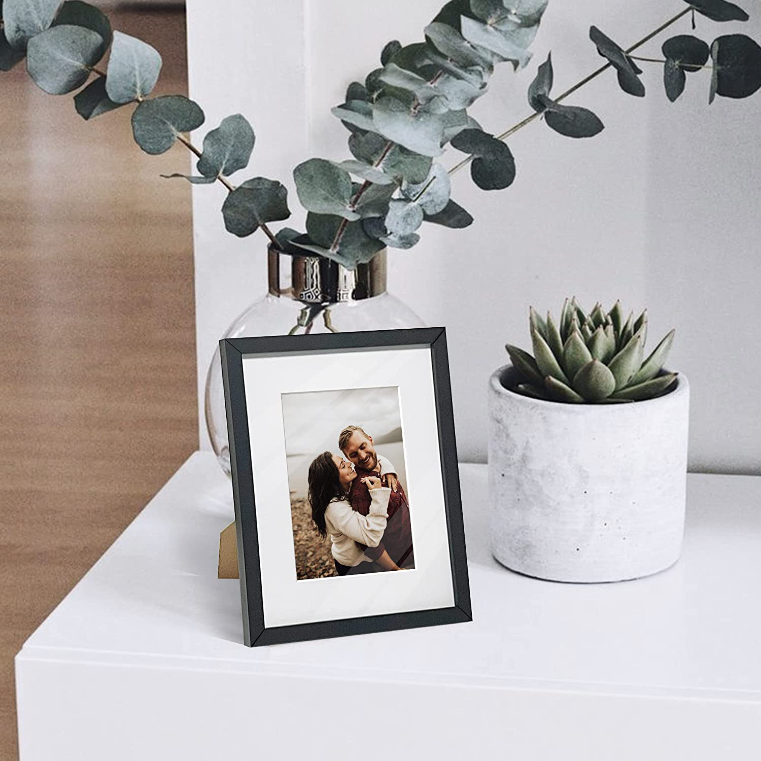 HappyHapi 8x10 Inch Picture Frames, Set of 6 Wooden Picture Frames, Tabletop or Wall Display Decoration for Photos, Paintings, Landscapes, Posters, Artwork (Black)