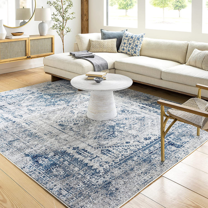 Artistic Weavers Desta Blue/White Area Rug, 5'3" Round