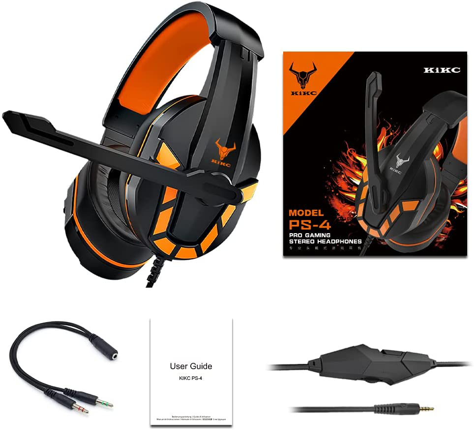 Gaming Headset with Mic and Controllable Volume for Xbox One, PS5, PC, Mobile Phone and Notebook