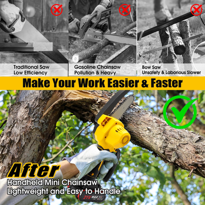 4 Inch Mini Chainsaw with 2 Batteries, Portable Cordless Tree Trimming