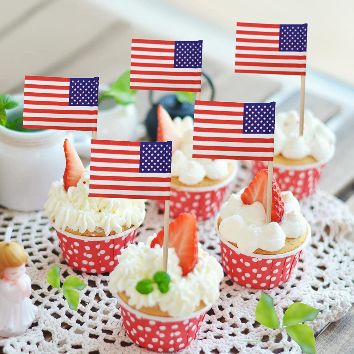 Pack of 100 Flag Toothpick Flags, Small Toothpick Cupcake Toppers, Country Picks, Party Decoration