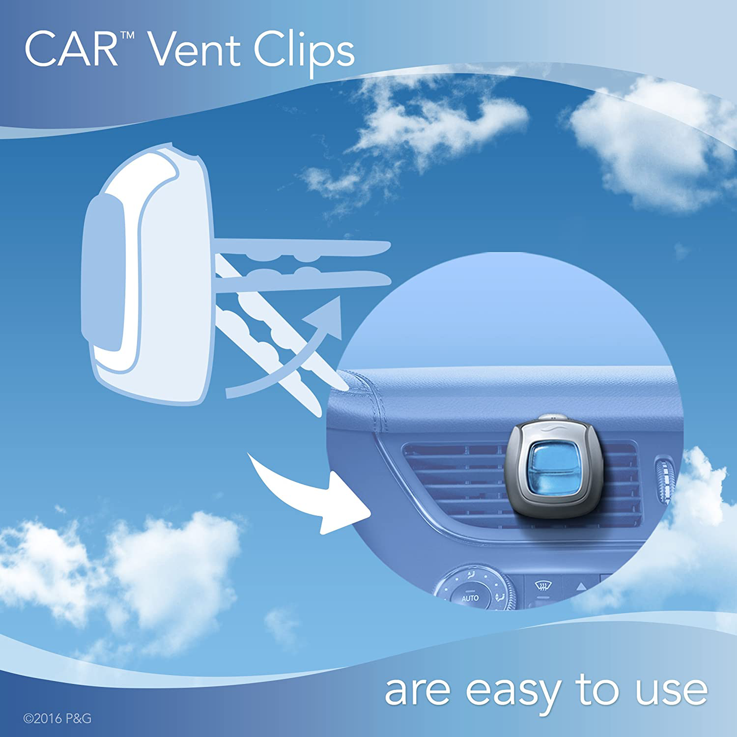 Febreze Car Air Freshener Vent Clips, 2 Gain Original and 2 Gain Island Fresh Scents, Odor Eliminator, 4 Count