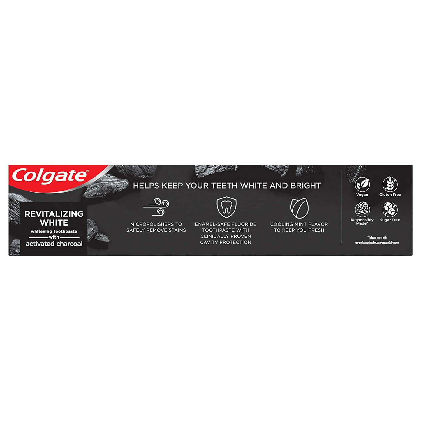 Colgate Activated Charcoal Toothpaste for Whitening Teeth with Fluoride, Natural Mint Flavor, Vegan - 4.6 ounce (3 Pack)