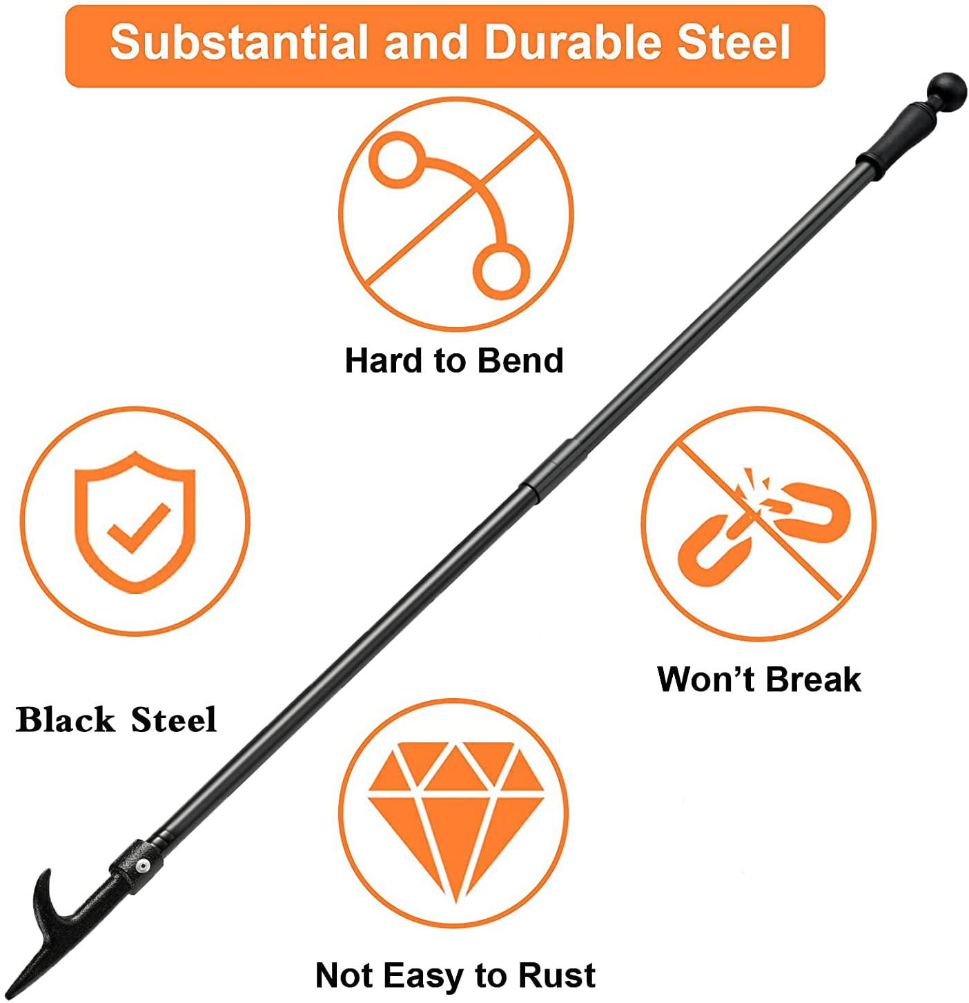 BsBsBest Fire Poker for Fire Pit, 31 Inch Extra Long Portable Campfire Poker for Fireplace, Camping, Wood Stove, Outdoor and Indoor Use, Rust Resistant Stainless Steel Silver Finish