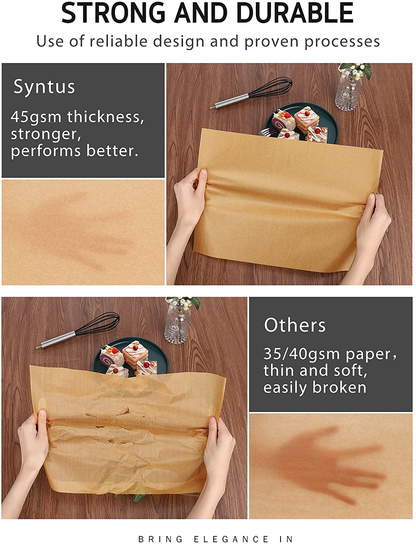 Parchment Paper Sheets Non-Stick Precut 12 x 16 Inch Unbleached Baking Papers for Cookies Steaming Bread Cup Cake Grilling Air Fryer