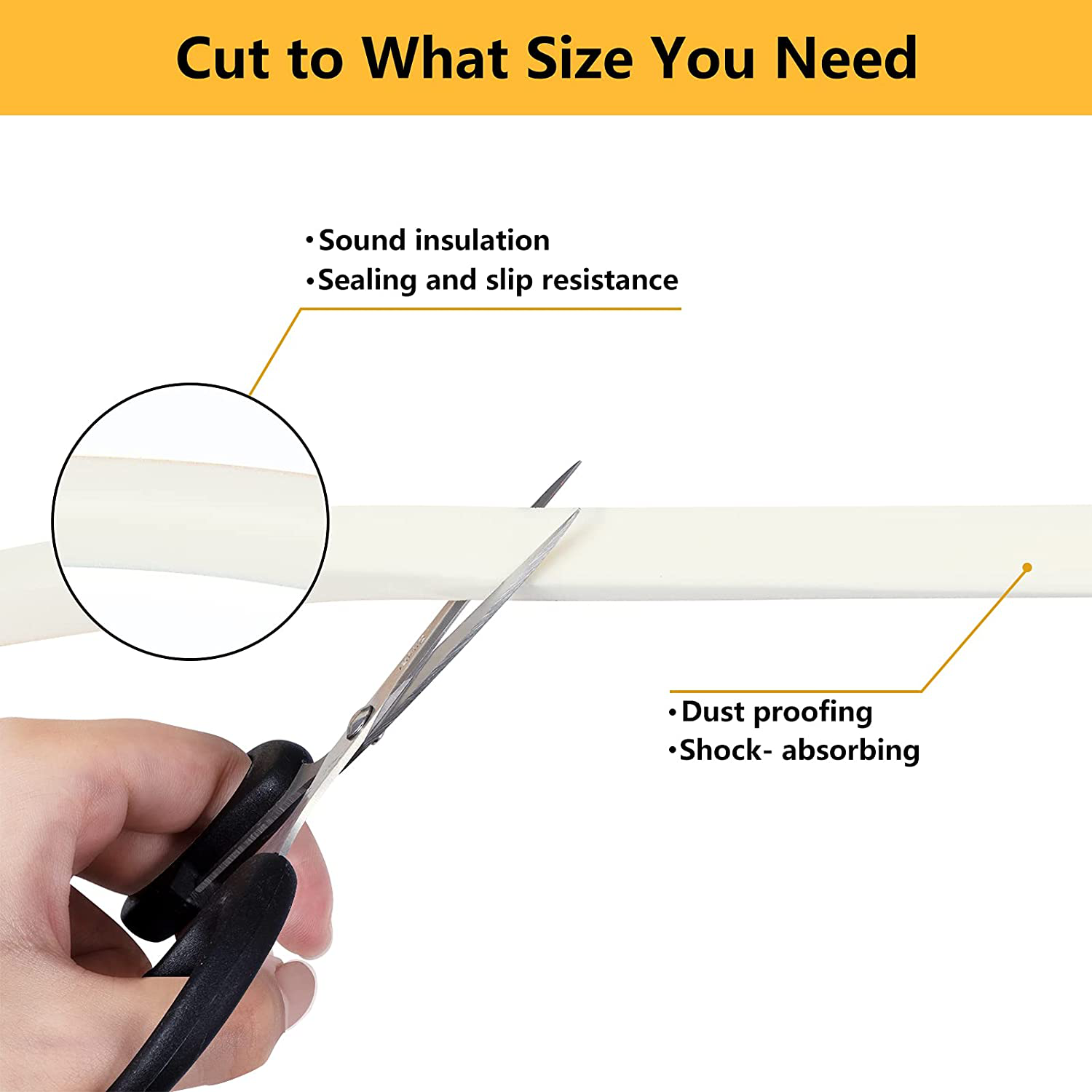 Weather Stripping Door Seal Strip with Self Adhesive Foam Tape Soundproof Door Draft Stopper for Doors Windows and Shower Glass Gaps