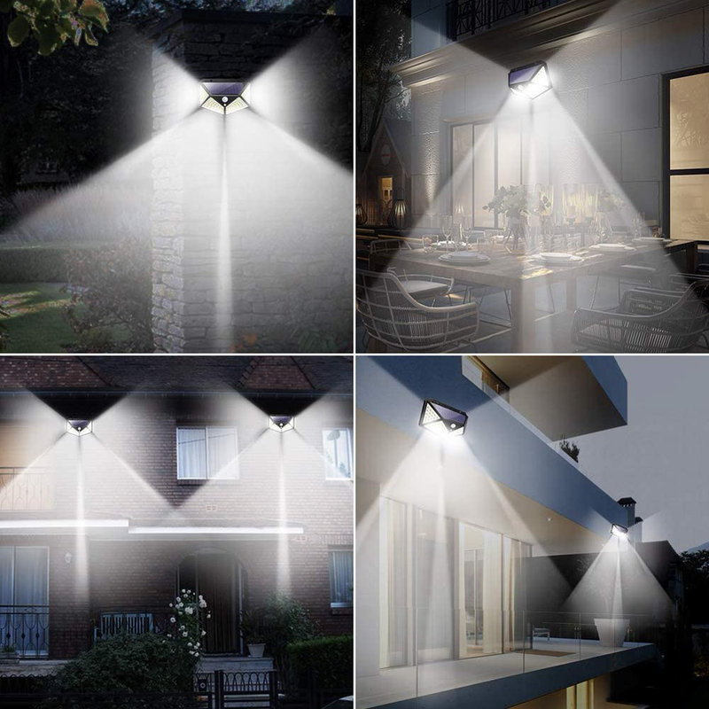 2 Pack 100 LED Solar Motion Sensor Lights - Wireless, Outdoor, IP65 Waterproof