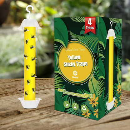 Gideal Fly Stick 6-Pack Fly Trap Stick, Hanging Fly Traps Sticky, Flying Insect Trap with Hanging Hook, Indoor / Outdoor Fly Catchers