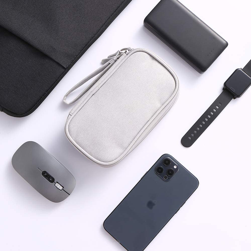 DDgro Electronics Travel Organizer, Waterproof Tech Accessories Pouch Bag for Keeping Certificates/Charger/Power Bank/Cables/Mouse/Earphone/Students’ stationeries Organized (Light Gray)