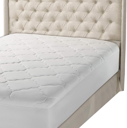 Micropuff Full Mattress Pad Cover Fitted Quilted - Plush Down Alternative Fiber Fill, Breathable Bed Pad - Deep Pocket Stretches up to 15" (Full Size 54x75)
