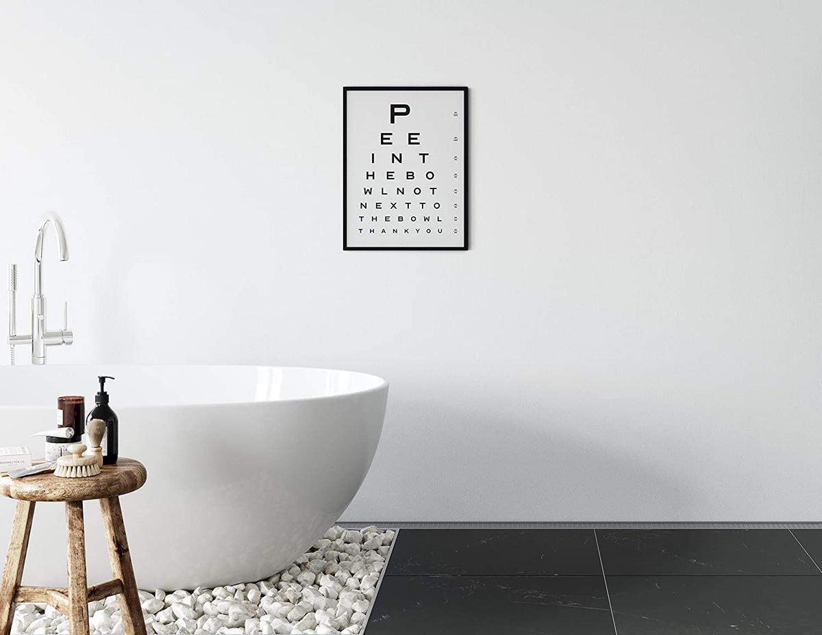 Funny Bathroom Signs for Home Decor - by Haus and Hues | Funny Bathroom Decor Funny Bathroom Wall Art | Bathroom Art Funny Bathroom Decor | Funny Bathroom Art | 12" x 16" UNFRAMED (Eye Exam)