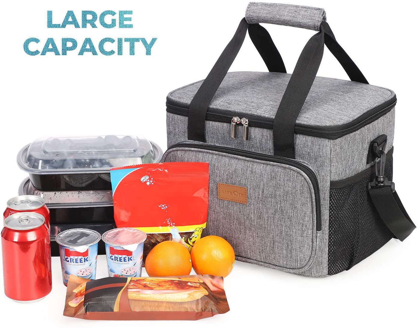 Lifewit Large Lunch Bag 24-Can (15L) Insulated Lunch Box Soft Cooler Cooling Tote for Adult Men Women, Black