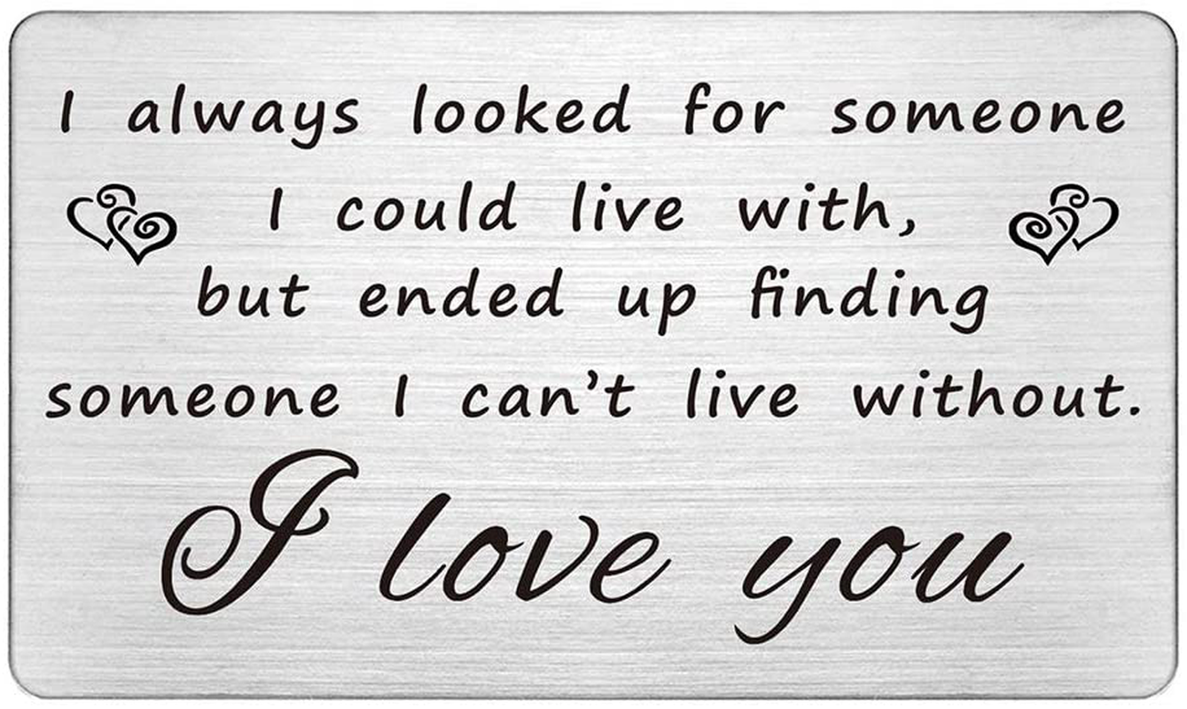 Steel Wallet Love Note Insert, Engraved Cards for Husband, Mini Love Notes, Birthday Gifts for Men Unique, Steel Anniversary Card Gifts for Men, Boyfriend, Personalized Message Card