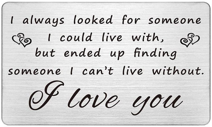 Steel Wallet Love Note Insert, Engraved Cards for Husband, Mini Love Notes, Birthday Gifts for Men Unique, Steel Anniversary Card Gifts for Men, Boyfriend, Personalized Message Card