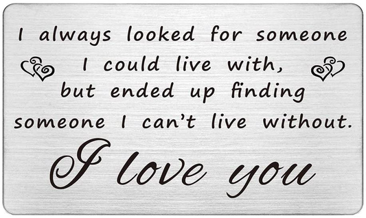 Steel Wallet Love Note Insert, Engraved Cards for Husband, Mini Love Notes, Birthday Gifts for Men Unique, Steel Anniversary Card Gifts for Men, Boyfriend, Personalized Message Card