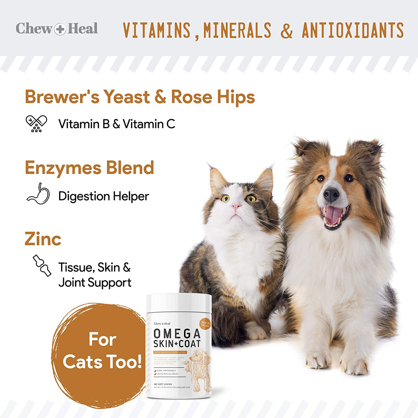 180 Soft Chew Omega Treats for Skin and Coat - Fish Oil Blend of Essential Fatty Acids, Omega 3, 6, and 9, Vitamins, Antioxidants and Minerals