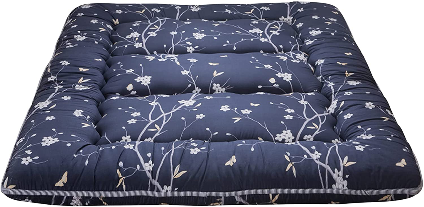 Floral Japanese Futon Floor Mattress, Bed Mattress Topper with Roll Up Design 