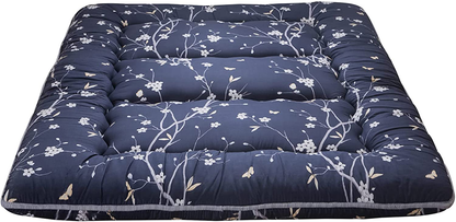 Floral Japanese Futon Floor Mattress, Bed Mattress Topper with Roll Up Design 