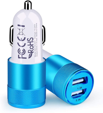 Car Charger, [2Pack] 3.4a Fast Charge Dual Port USB Cargador Carro Lighter Adapter for iPhone X XR XS Max 8 Plus 7s 6s 12 11 Pro Max, iPad, Samsung Galaxy S21+ S10 Plus S7 j7 S10e S9 Note 8, LG, GPS
