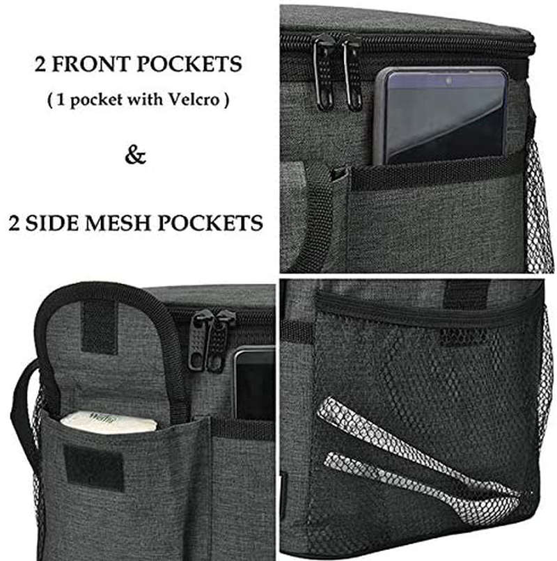 Tirrinia Insulated Lunch Bag w/Leather Handle for Women/Men, Leakproof Thermal Reusable Lunch Box Tote w/multifunctional Strap for Adult & Kids, Lunch Cooler for Work w/Durable Side Pocket, Khaki