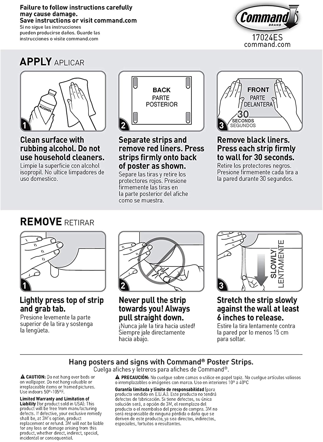 Command Poster Hanging Strips, Small, White, Indoor Use, 64-Strips, Decorate Damage-Free