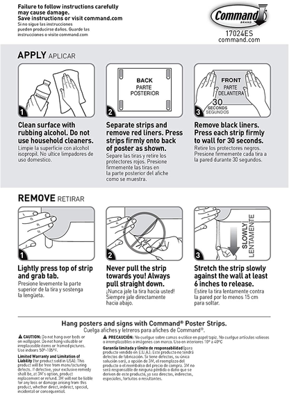 Command Poster Hanging Strips, Small, White, Indoor Use, 64-Strips, Decorate Damage-Free