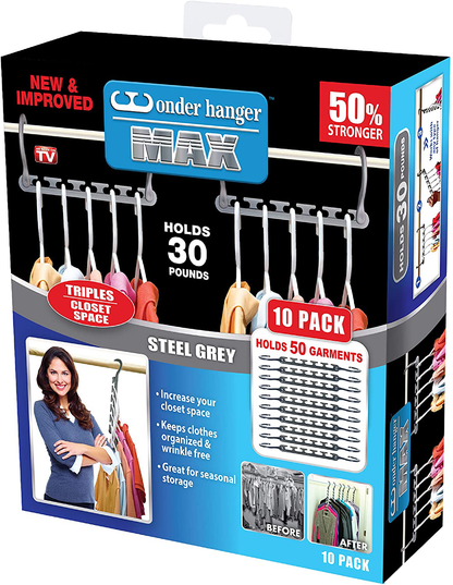 Wonder Hanger Max New & Improved, Pack of 24 – Triples Closet Space for Easy, Effortless, Wrinkle-Free Clothes, Comes Fully Assembled, White