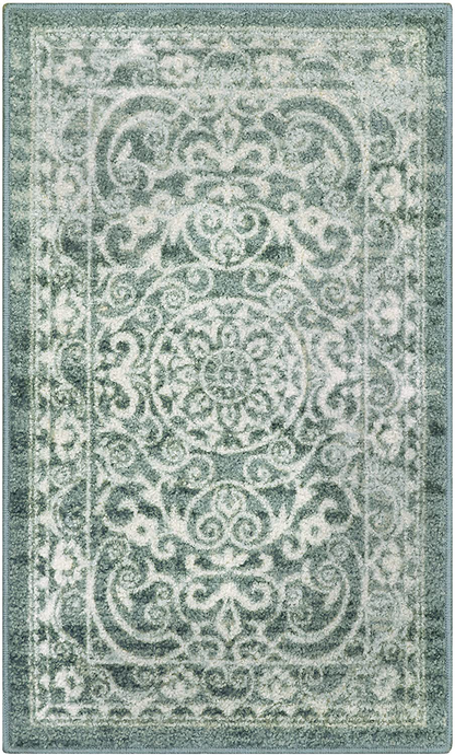 Maples Rugs Pelham Vintage Kitchen Rugs Non Skid Washable Accent Area Carpet [Made in USA], 1'8 x 2'10, Light Spa