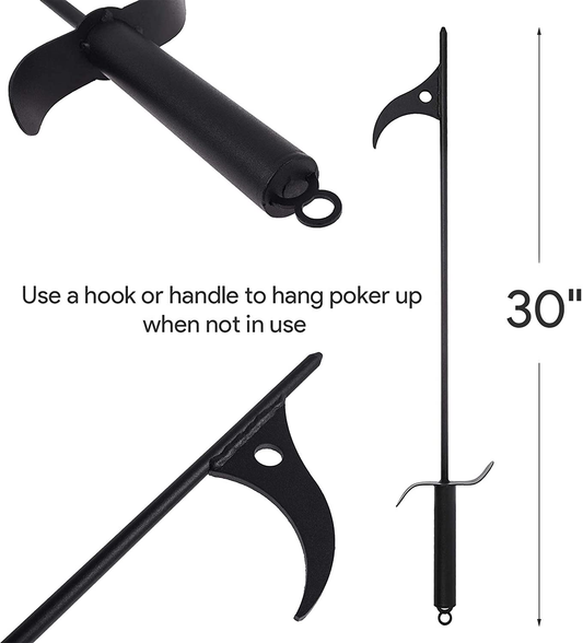 bbq777 Fire Pit Tool Kits, 30" Fire Pit Poker and 26" Log Grabber Fireplace Tongs for Outdoor Campfire, Camping, Wood Stove, Black