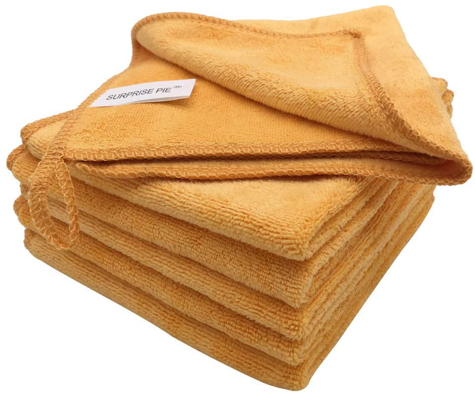 Microfiber Cleaning Cloths 400 GSM Thick Soft Lint Free 12"x12" 6 Pack Green Blue and Orange Reusable Kitchen Towels Dust Cloth Rags