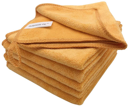 Microfiber Cleaning Cloths 400 GSM Thick Soft Lint Free 12"x12" 6 Pack Green Blue and Orange Reusable Kitchen Towels Dust Cloth Rags