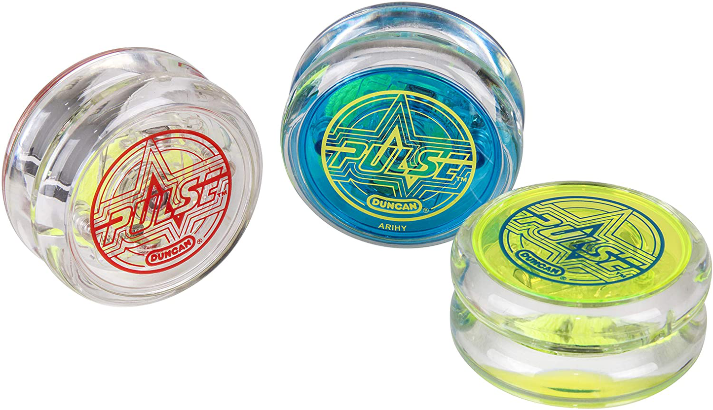 Duncan Toys Pulse LED Light-Up Yo-Yo, Intermediate Level Yo-Yo with Ball Bearing Axle and LED Lights, Clear/Green