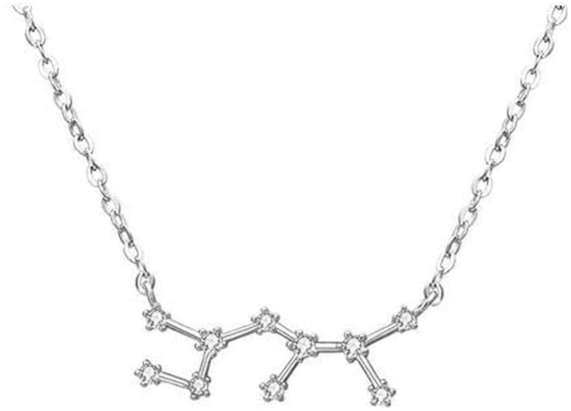 925 Sterling SilverCZ Horoscope Zodiac 12 Constellation Astrology Pendant Necklace for Women Girls Teen Girls and Kids Birthday Gift