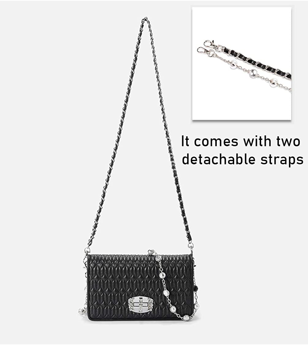 Women's Quilted Purses and Handbags Genuine Leather Quilted Chain Purse Shoulder Bag Small Crossbody Bag Purse