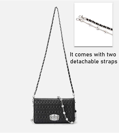 Women's Quilted Purses and Handbags Genuine Leather Quilted Chain Purse Shoulder Bag Small Crossbody Bag Purse