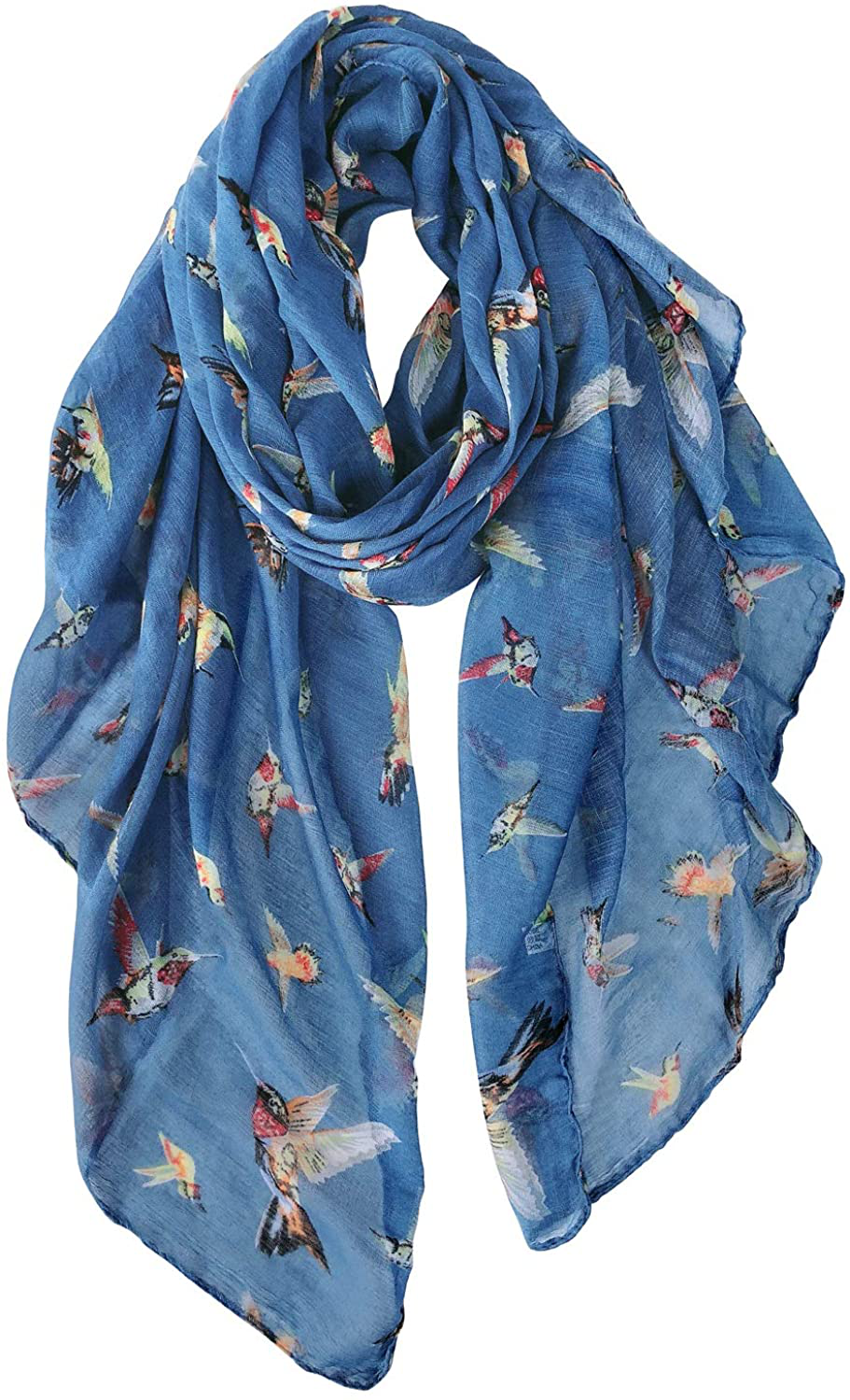 GERINLY Scarfs for Women Lightweight Floral Birds Print Cotton Scarves and Wraps for Holiday