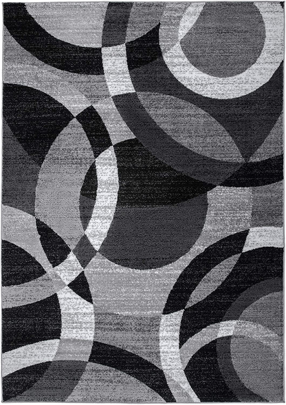 Contemporary Modern Circles Gray Area Rug Abstract 2' x 3'