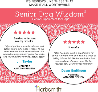 Herbsmith Senior Dog Wisdom – Dog Dementia Supplement – DHA for Senior Dog Brain Health - Senior Supplement for Dogs