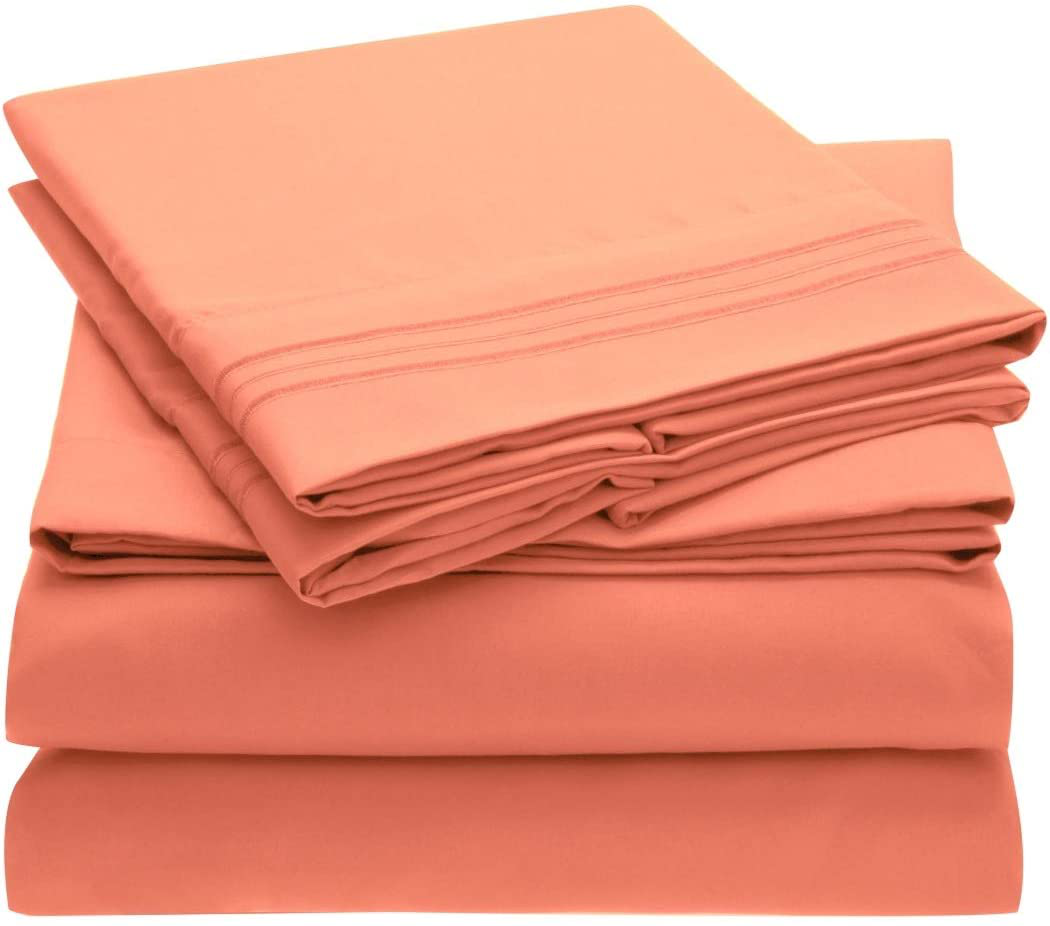 Mellanni Bed Sheet Set - Brushed Microfiber 1800 Bedding - Wrinkle, Fade, Stain Resistant - 3 Piece (Twin, Baby Blue)