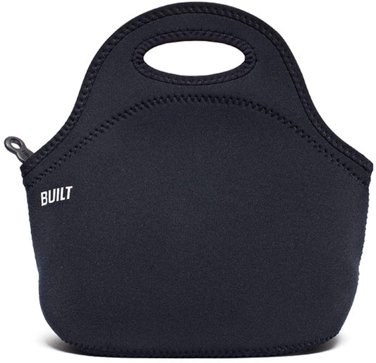 BUILT Gourmet Getaway Soft Neoprene Lunch Tote Bag - Lightweight, Insulated and Reusable Black LB31-BLK