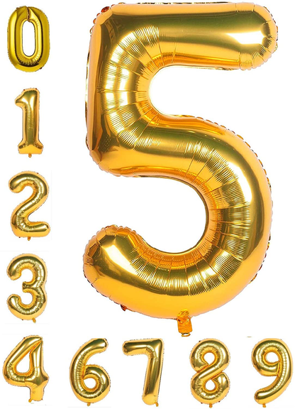 40 Inch Gold Large Number Balloons - Foil Mylar  Decorations
