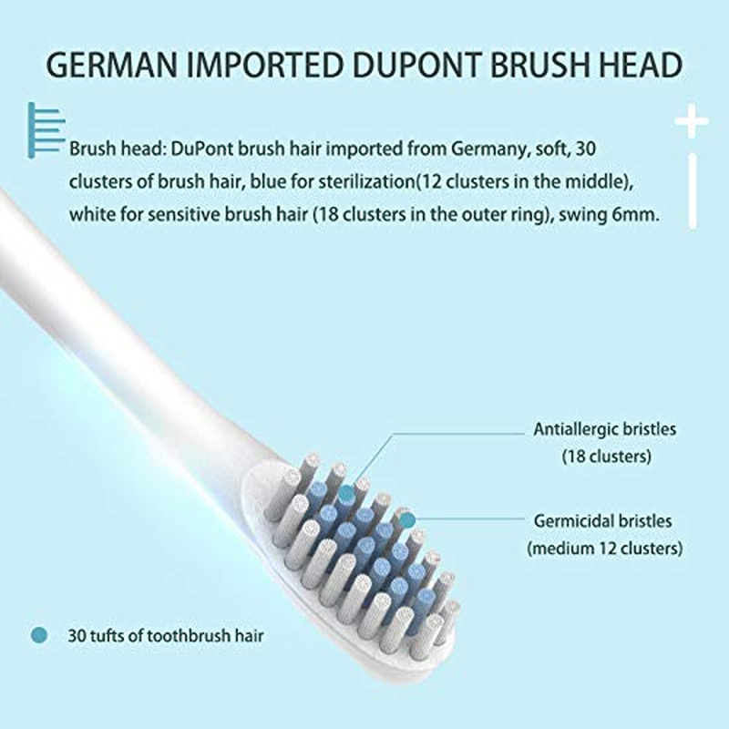 Rechargeable Sonic Electric Toothbrush - 6 Optional Modes IPX7 USB Fast Charging with 2 min Build in Timer & 4 Replacement Brush Heads