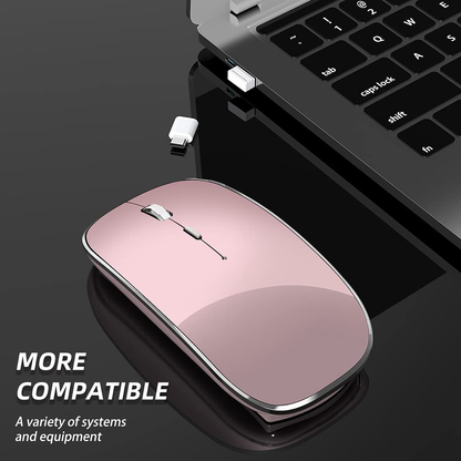 Halpilt Wireless Mouse Rechargeable, Portable, Silent Click USB-A Type-C Dual Mode 3 Adjustable DPI Business Office Leisure Home Small Mouse (Q23S Rose Gold)