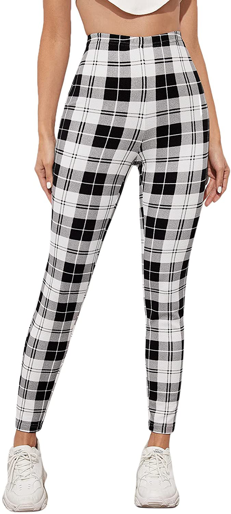 SOLY HUX Women's Pocket Side Elastic High Waist Elegant Trousers Skinny Pants