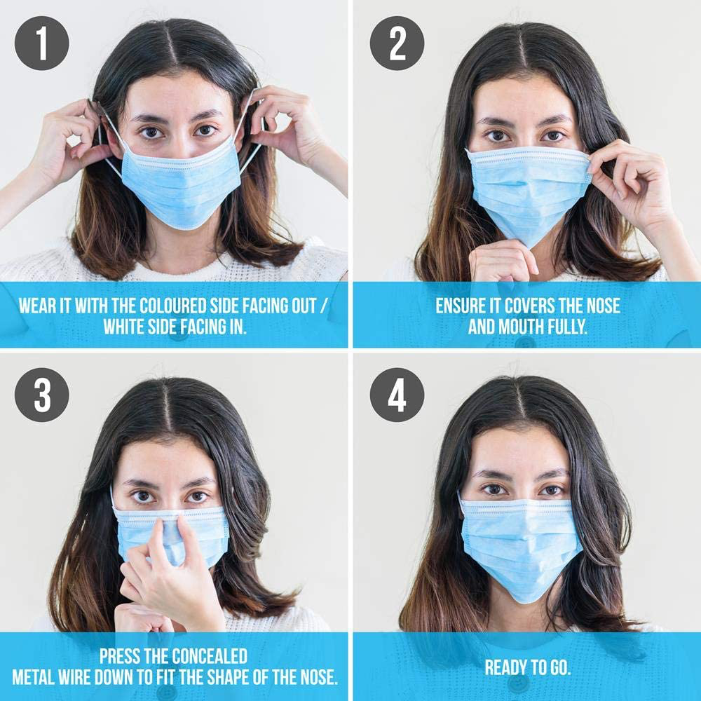 50 PCS Disposable Face Masks - 3 Layer Protection Face Masks