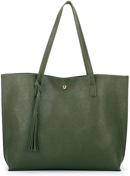 Women's Tote Bags Top Handle Satchel Handbags Faux Leather Tassel Shoulder Purse