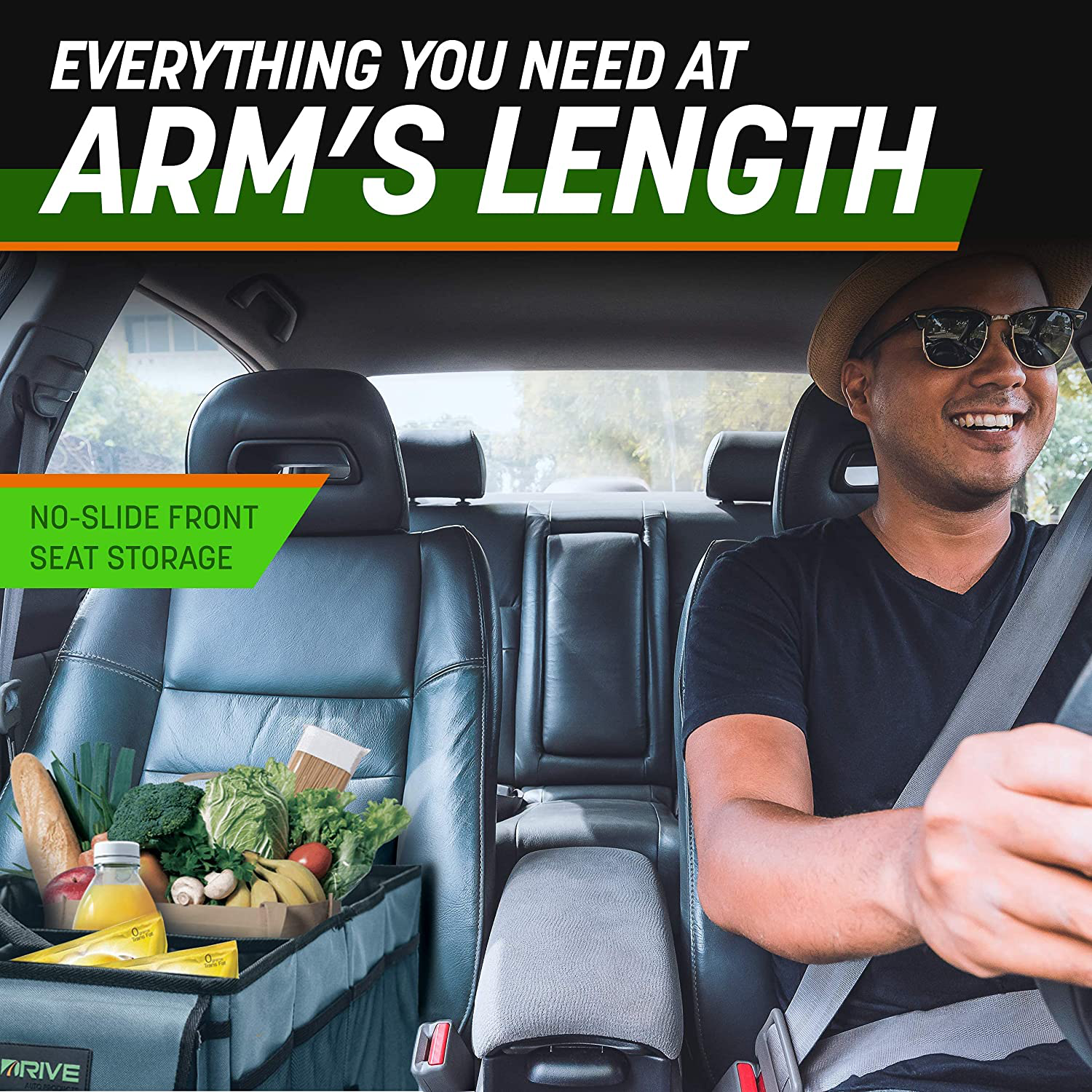 Drive Auto Trunk Organizers and Storage - Collapsible Multi-Compartment Car Organizer w/ Adjustable Straps
