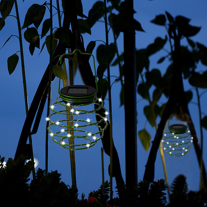 Roaming Light Solar Spiral LED Lanterns, Solar Garden Lights Outdoor Decorative Hanging Lights, Waterproof Pendant Light for Garden, Patio, Porch (Green)