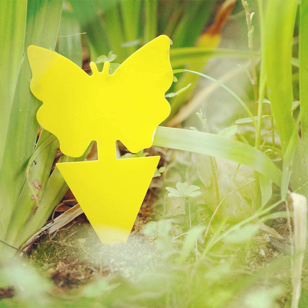 Gideal 12-Pack Dual-Sided Yellow Sticky Traps for Indoor/Outdoor Use, Gnat Trap for Flying Plant Insect Such as Fungus Gnats, Whiteflies, Aphids, Fruit Fly, Leafminers, etc - Garden Butterfly Shape
